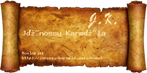 Jánossy Karméla névjegykártya